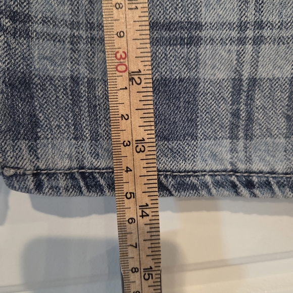 AMERICAN EAGLE HIGHEST RISE MOM SHORT DENIM PLAID SIZE 10 - Picture 8 of 9